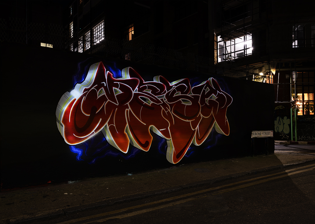 Graffiti glows at night