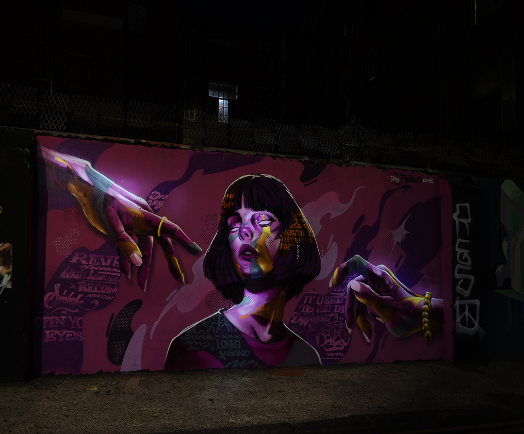 Mural with highlights from light painting