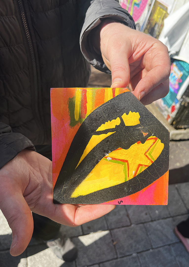 Found art leaf on wood by Sean Worrall